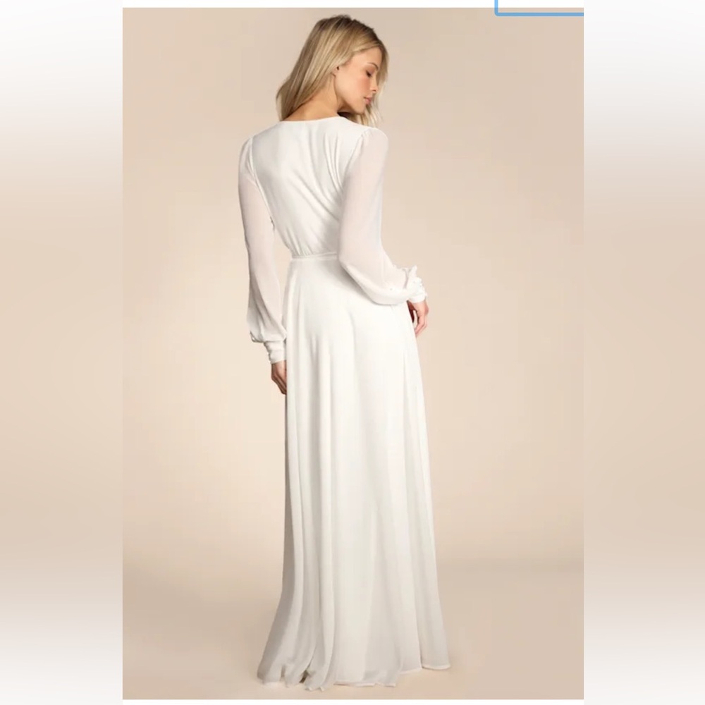 Lulu's White Long Sleeve Wrap Maxi Dress - Picture 2 of 6